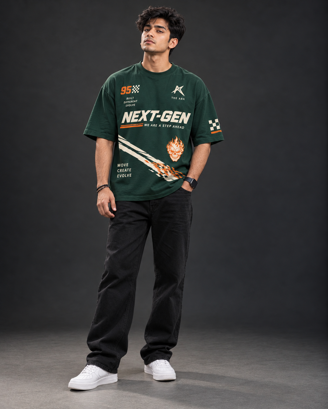 NEXT-GEN Racing Oversized Tee | Bottle Green
